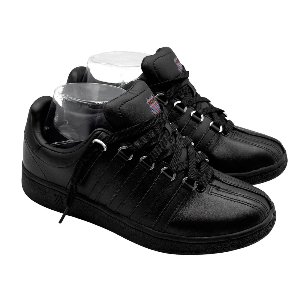 K-Swiss Classic VN Sneakers Size 7‎ Black Leather Low Top Retro Streetwear 95826